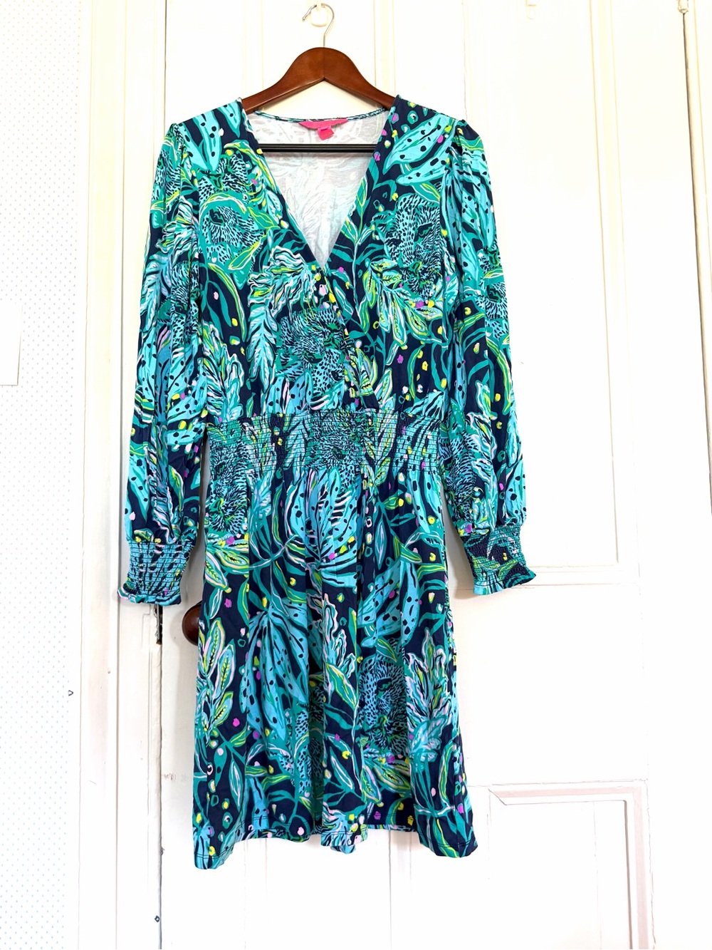 Lilly Pulitzer Teal and Navy Floral Wrap Dress
